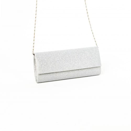 Малка дамска чанта PAULA VENTI модел LINE еко кожа бял блясък